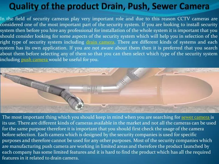 quality of the product drain push sewer camera