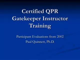 Certified QPR Gatekeeper Instructor Training