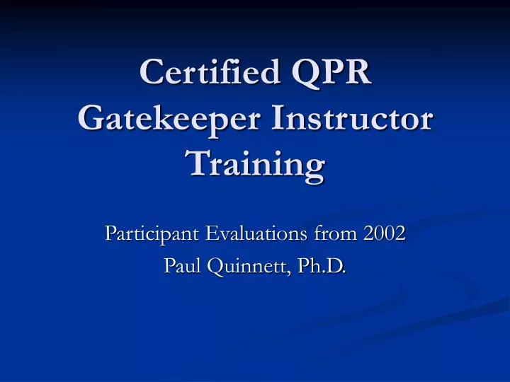 certified qpr gatekeeper instructor training