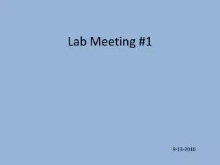 Lab Meeting #1