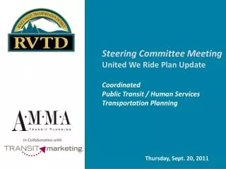 Steering Committee Meeting United We Ride Plan Update Coordinated