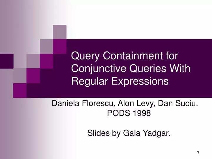 query containment for conjunctive queries with regular expressions