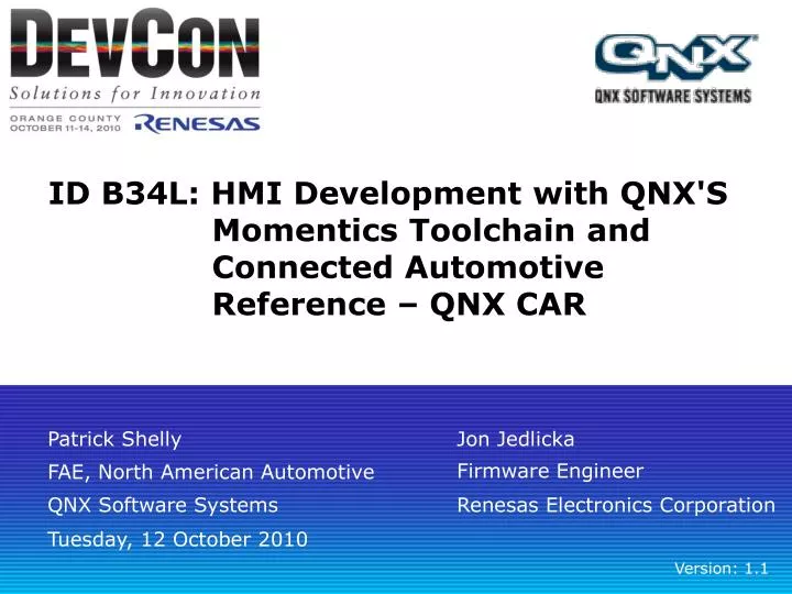 id b34l hmi development with qnx s momentics toolchain and connected automotive reference qnx car
