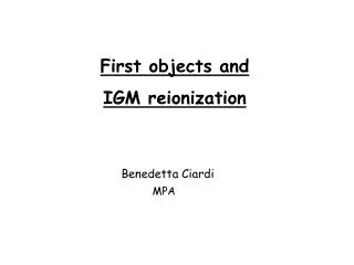 First objects and IGM reionization