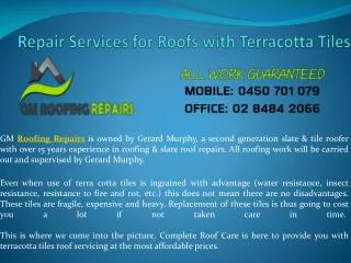 Repair Services for Roofs with Terracotta Tiles