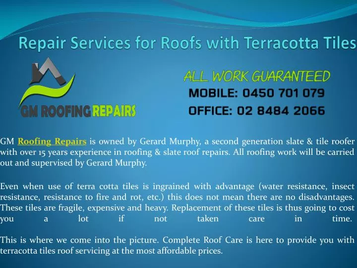 repair services for roofs with terracotta tiles