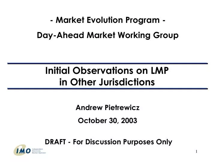 initial observations on lmp in other jurisdictions
