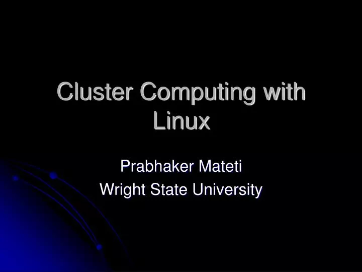 cluster computing with linux