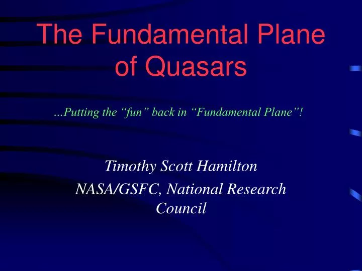 the fundamental plane of quasars