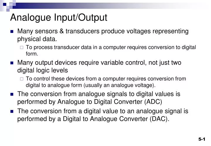 analogue input output