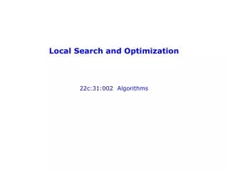 Local Search and Optimization