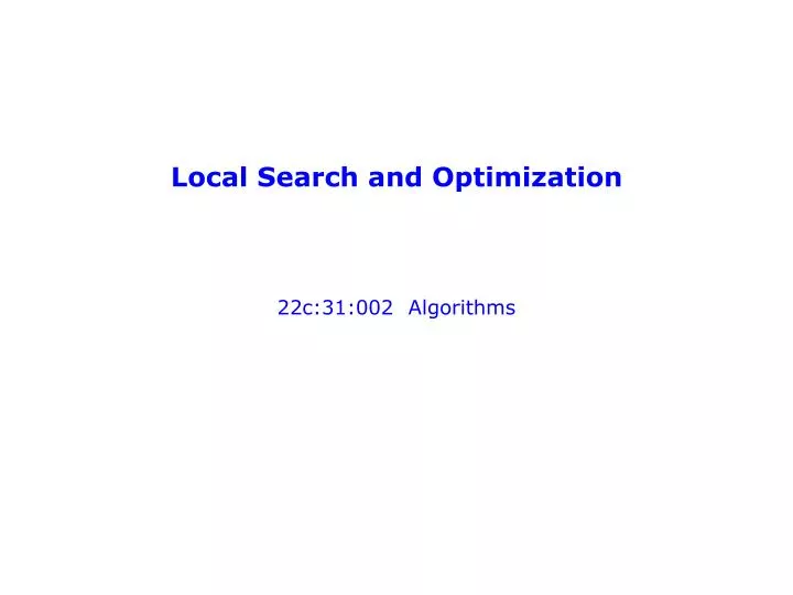 local search and optimization