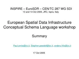 European Spatial Data Infrastructure Conceptual Schema Language workshop