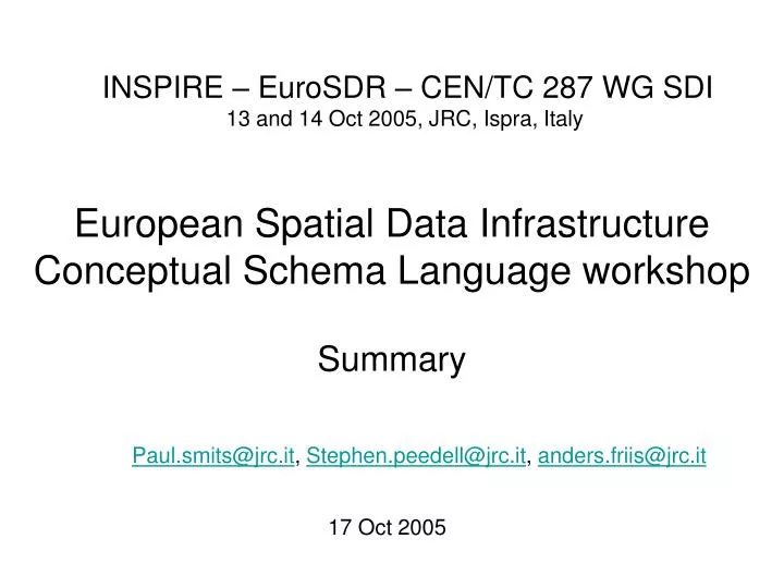 european spatial data infrastructure conceptual schema language workshop