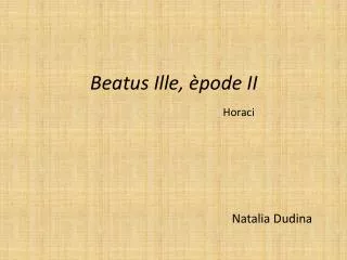 beatus ille pode ii