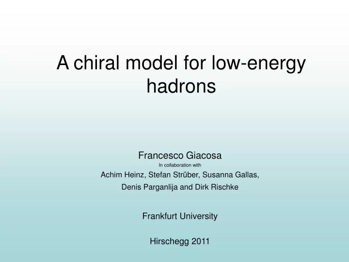 a chiral model for low energy hadrons
