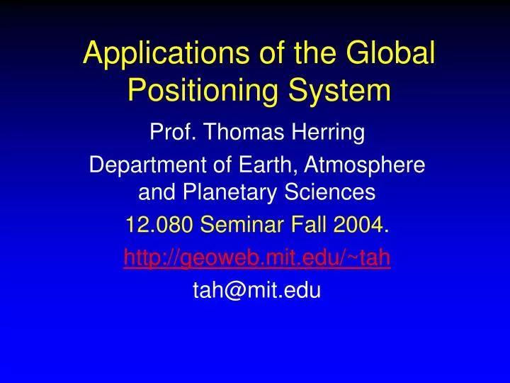 applications of the global positioning system