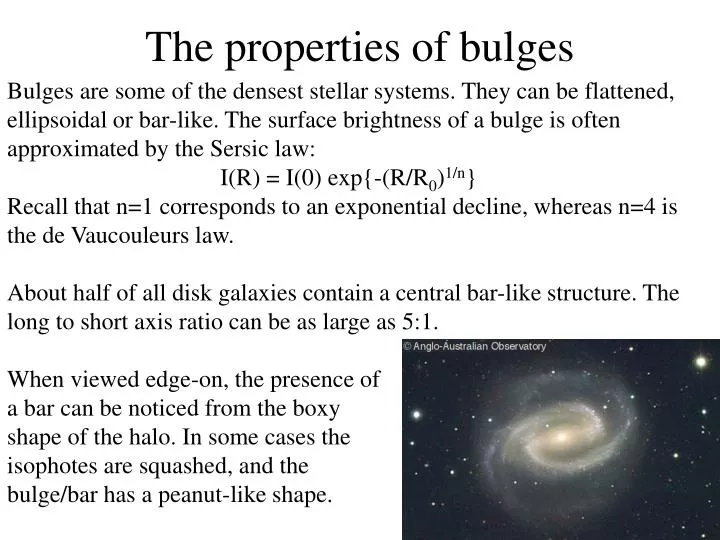 the properties of bulges
