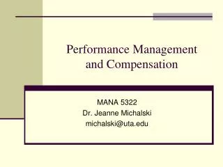Performance Management and Compensation