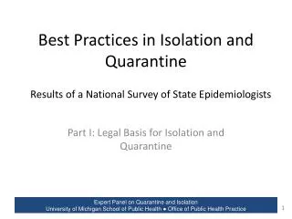 Best Practices in Isolation and Quarantine