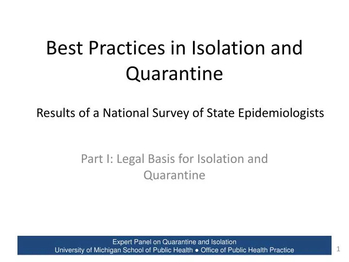 best practices in isolation and quarantine