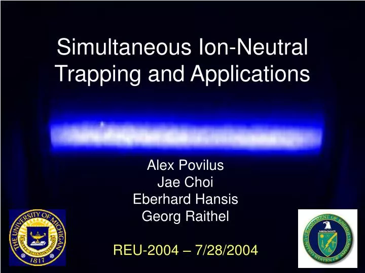 simultaneous ion neutral trapping and applications