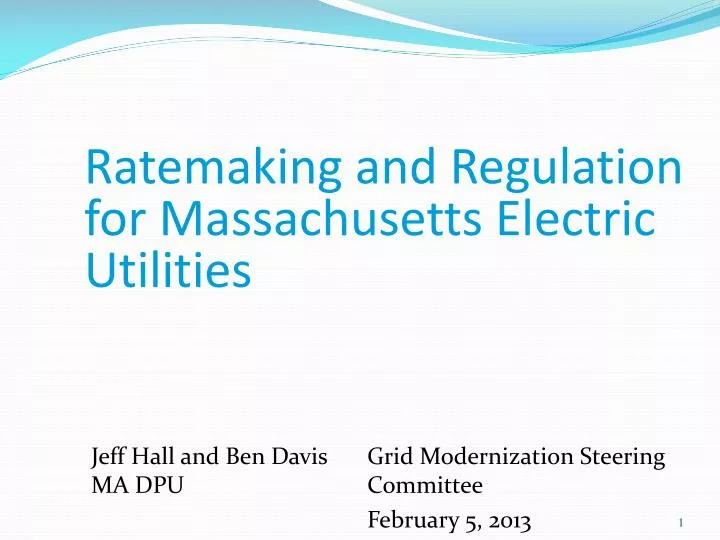 ratemaking and regulation for massachusetts electric utilities