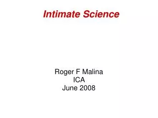 intimate science