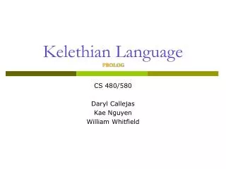 kelethian language prolog
