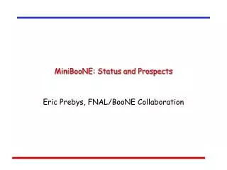 miniboone status and prospects