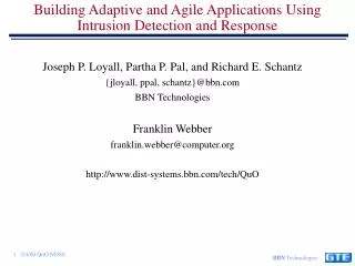 building adaptive and agile applications using intrusion detection and response