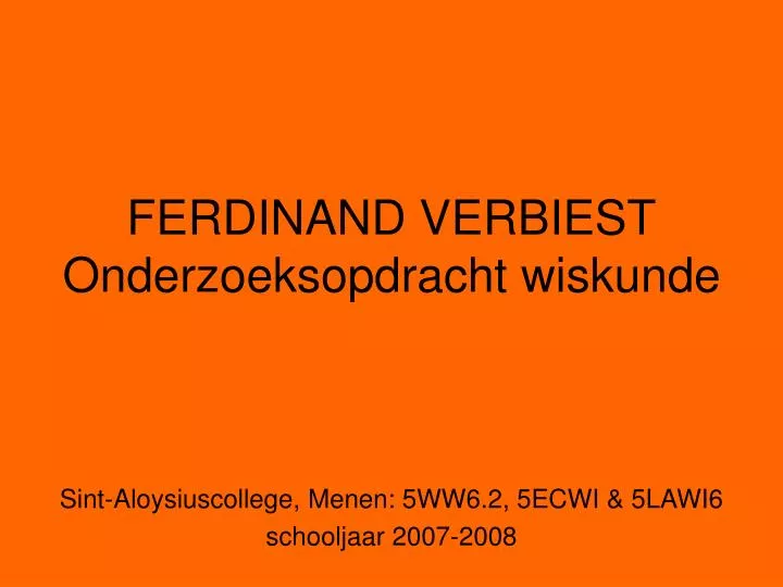 ferdinand verbiest onderzoeksopdracht wiskunde