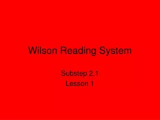 wilson reading system
