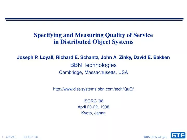specifying and measuring quality of service in distributed object systems