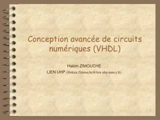 conception avanc e de circuits num riques vhdl