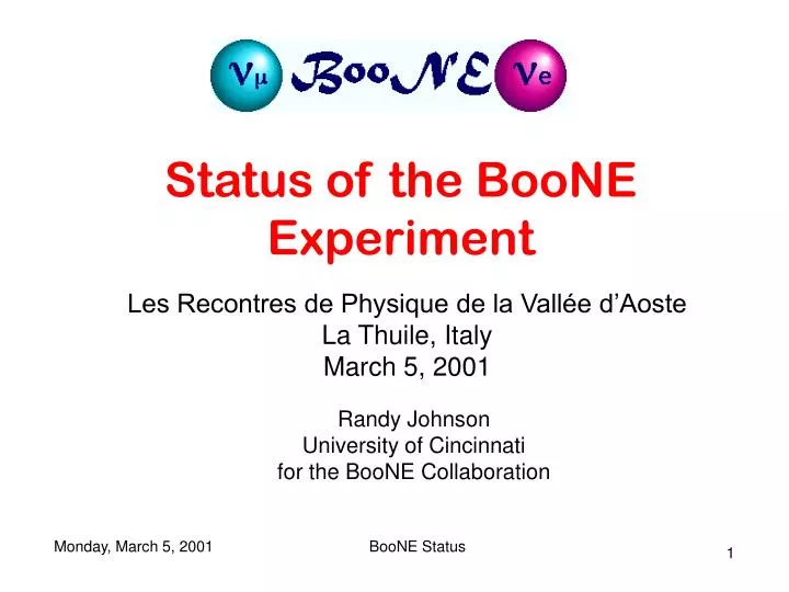 status of the boone experiment