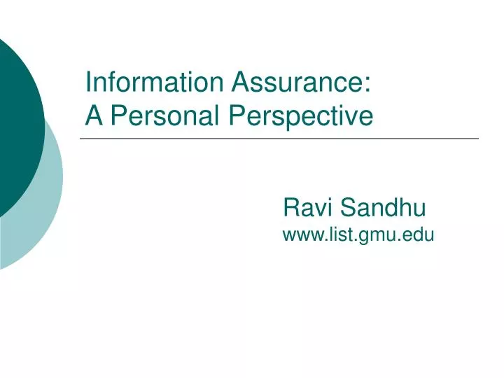 information assurance a personal perspective