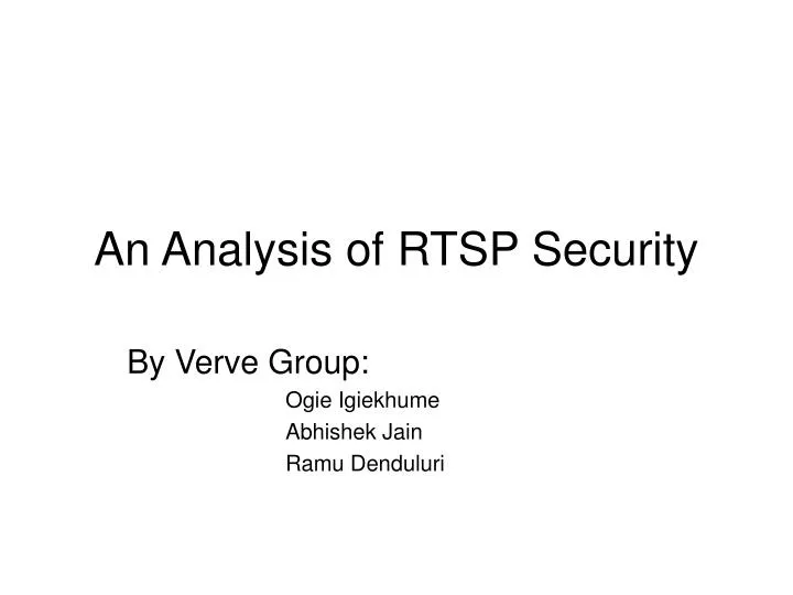 an analysis of rtsp security