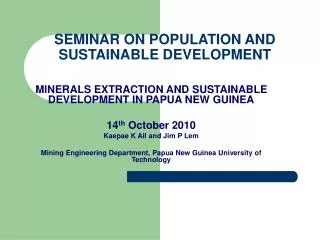 seminar on population and sustainable development