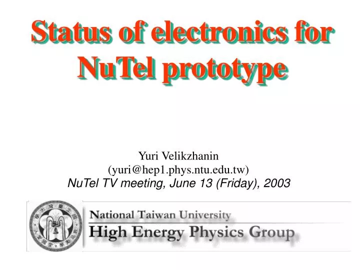 status of electronics for nutel prototype