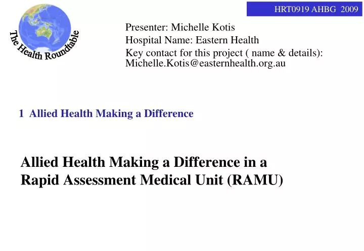 allied health making a difference in a rapid assessment medical unit ramu