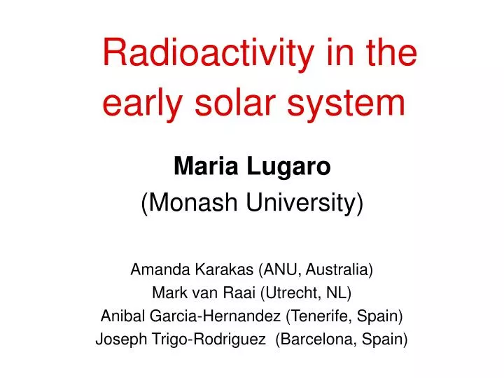 radioactivity in the early solar system