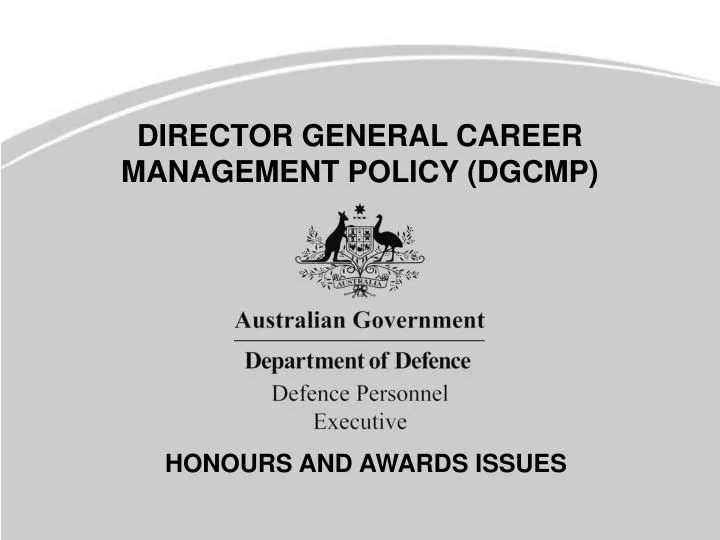 director general career management policy dgcmp
