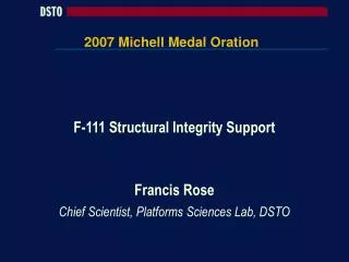 2007 Michell Medal Oration
