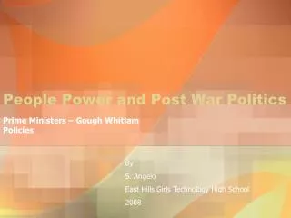 People Power and Post War Politics