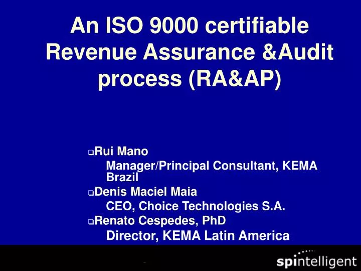 an iso 9000 certifiable revenue assurance audit process ra ap