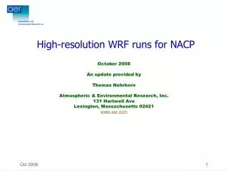High-resolution WRF runs for NACP
