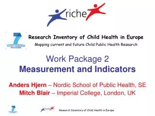 Work Package 2 Measurement and Indicators