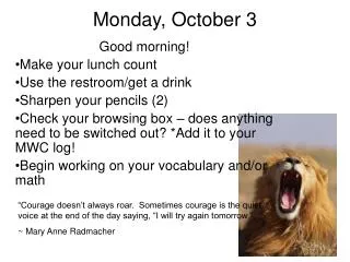 Monday, October 3