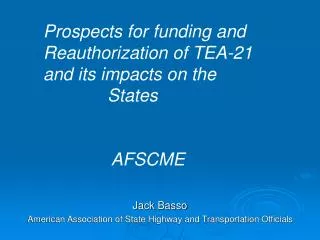Jack Basso American Association of State Highway and Transportation Officials
